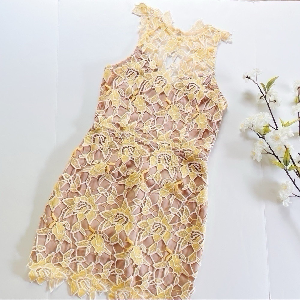 NEW NBD Harriet Lace Dress Sunshine Sleeveless - Picture 3 of 14